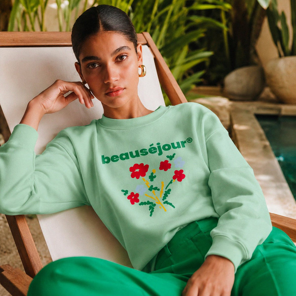 Flower Sweatshirt Grün | Bio-Baumwolle | Beauséjour®