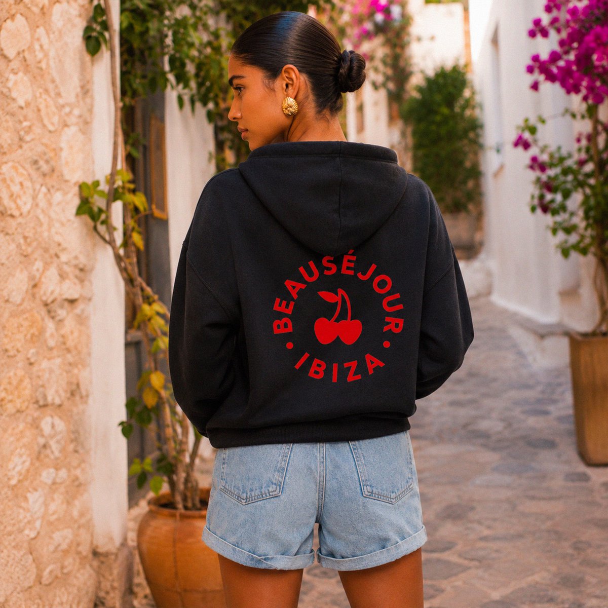 Ibiza Cercle Hoodie Schwarz | Bio-Baumwolle | Beauséjour®