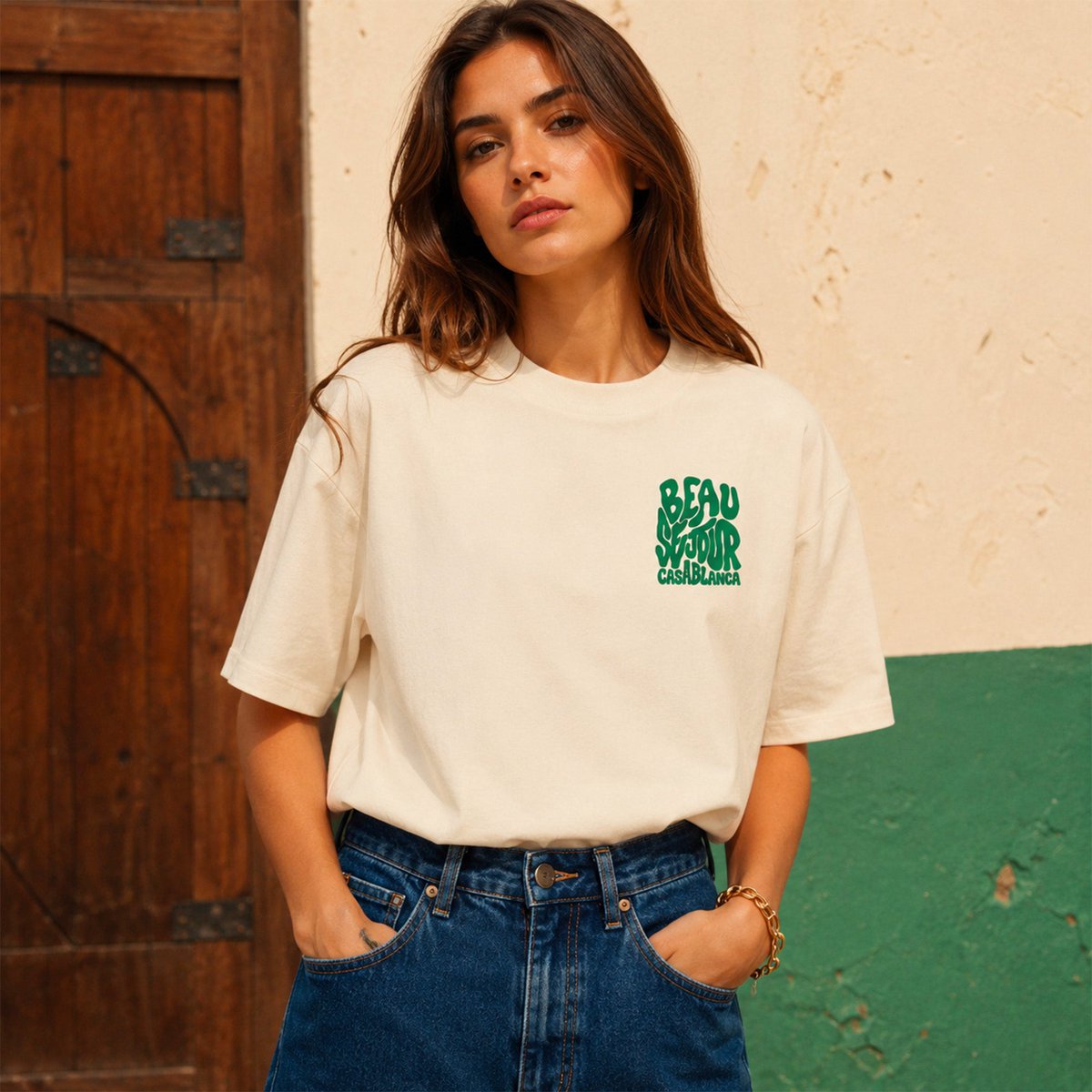 Casablanca Boxy T-Shirt Creme | 280 g/m² Premium | Beauséjour®
