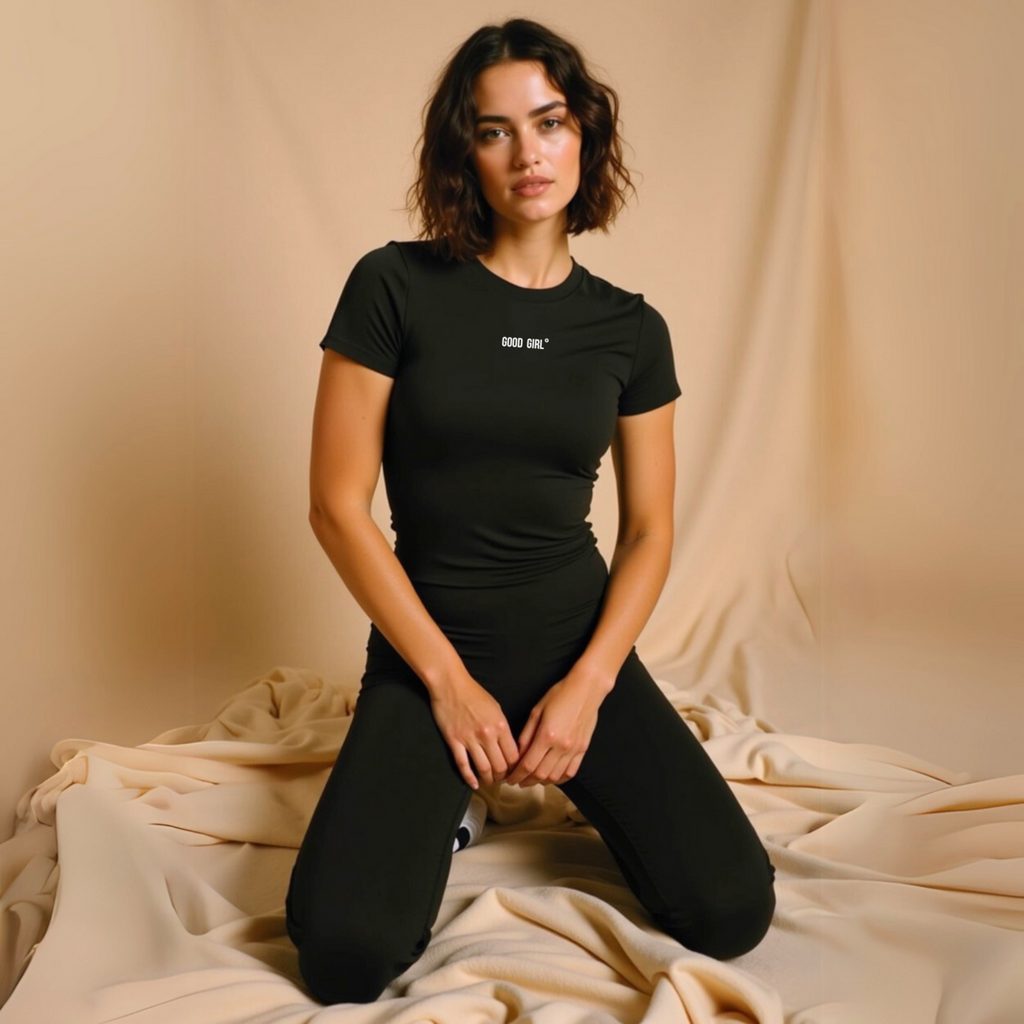Slim Statement T-Shirt "GOOD GIRL BAD HABITS" - White