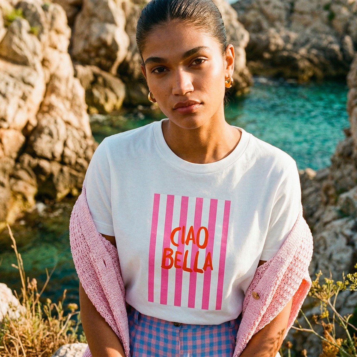 Weißes Ciao Bella T-Shirt