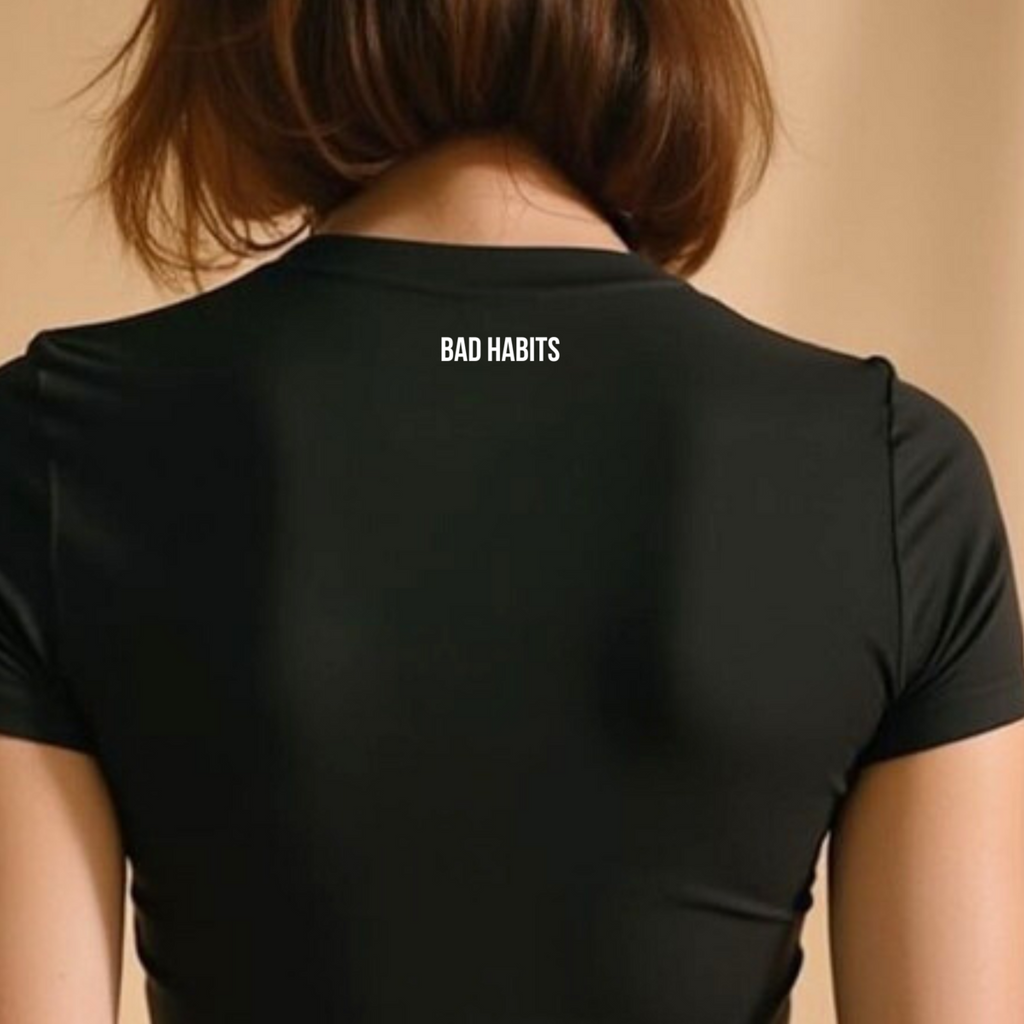 Slim Statement T-Shirt "GOOD GIRL BAD HABITS" - White