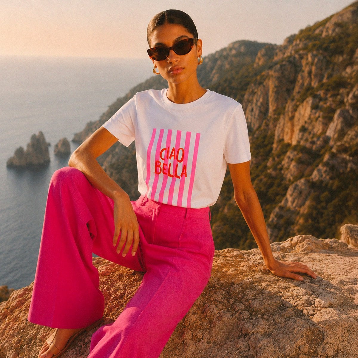 Weißes Ciao Bella T-Shirt
