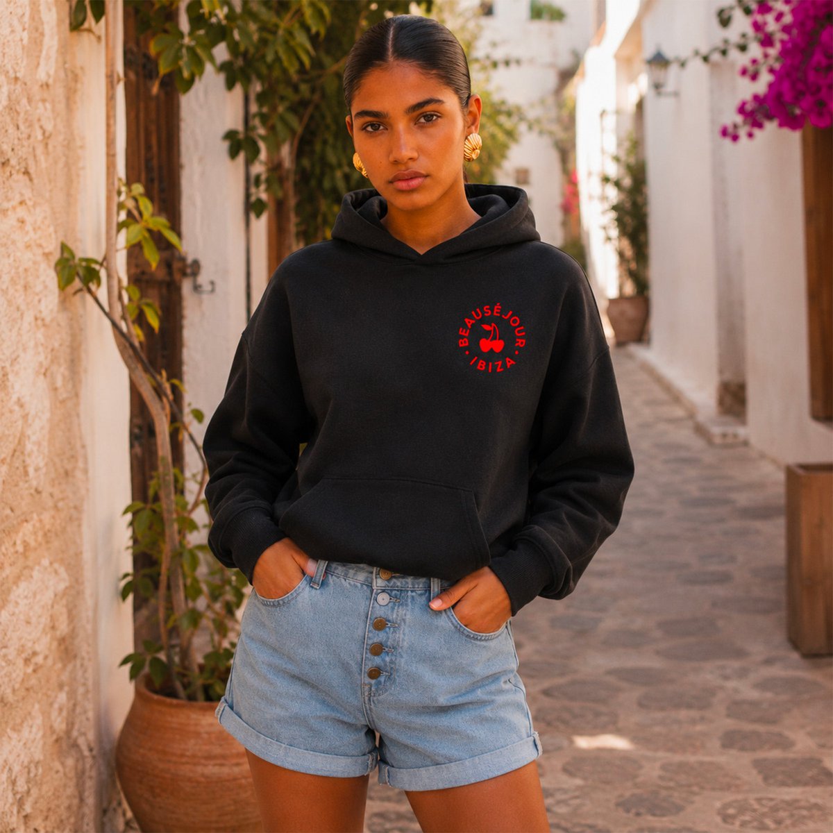 Ibiza Cercle Hoodie Schwarz | Bio-Baumwolle | Beauséjour®