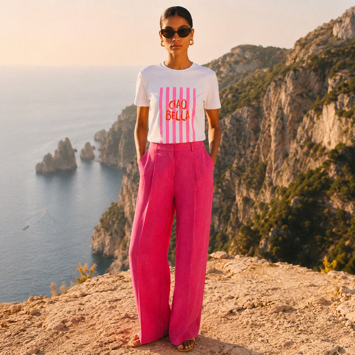 Weißes Ciao Bella T-Shirt