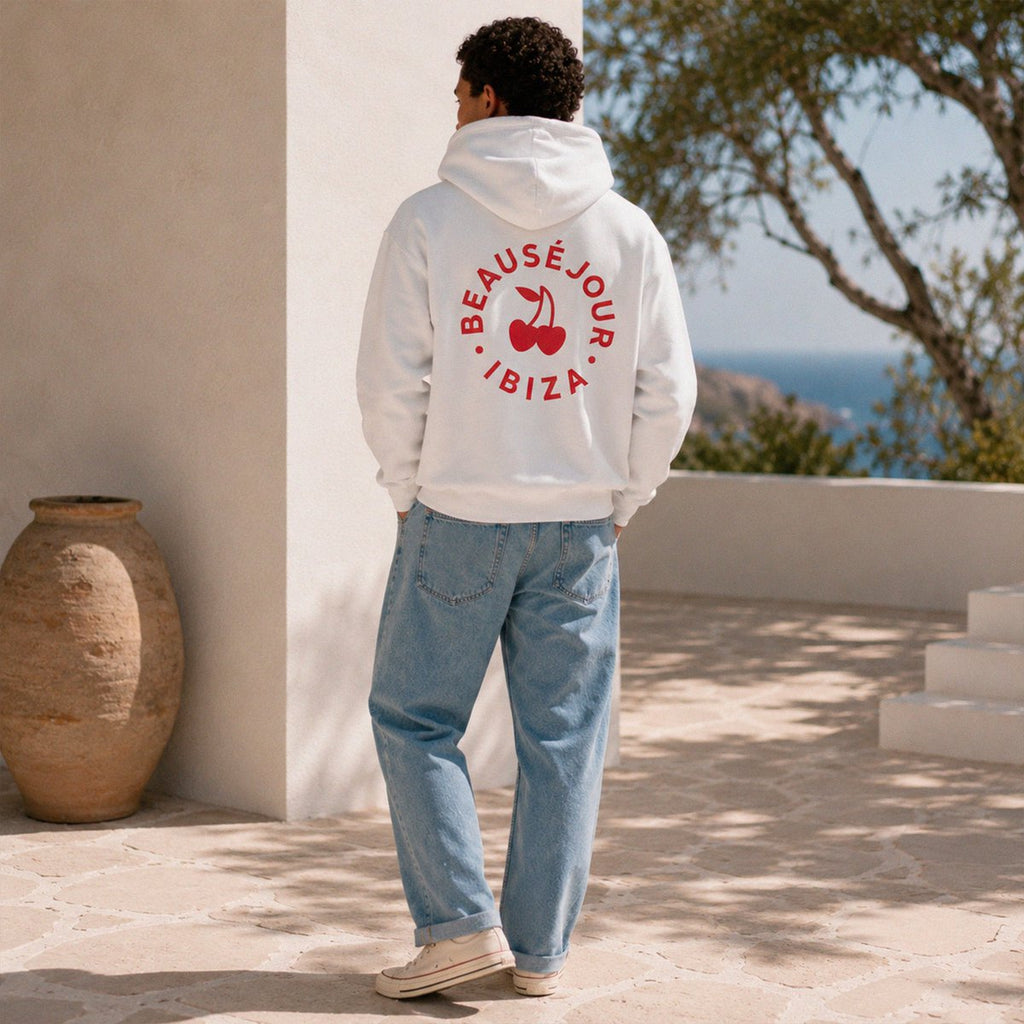 Weißer Ibiza Cercle Hoodie | Bio-Baumwolle | Beauséjour®