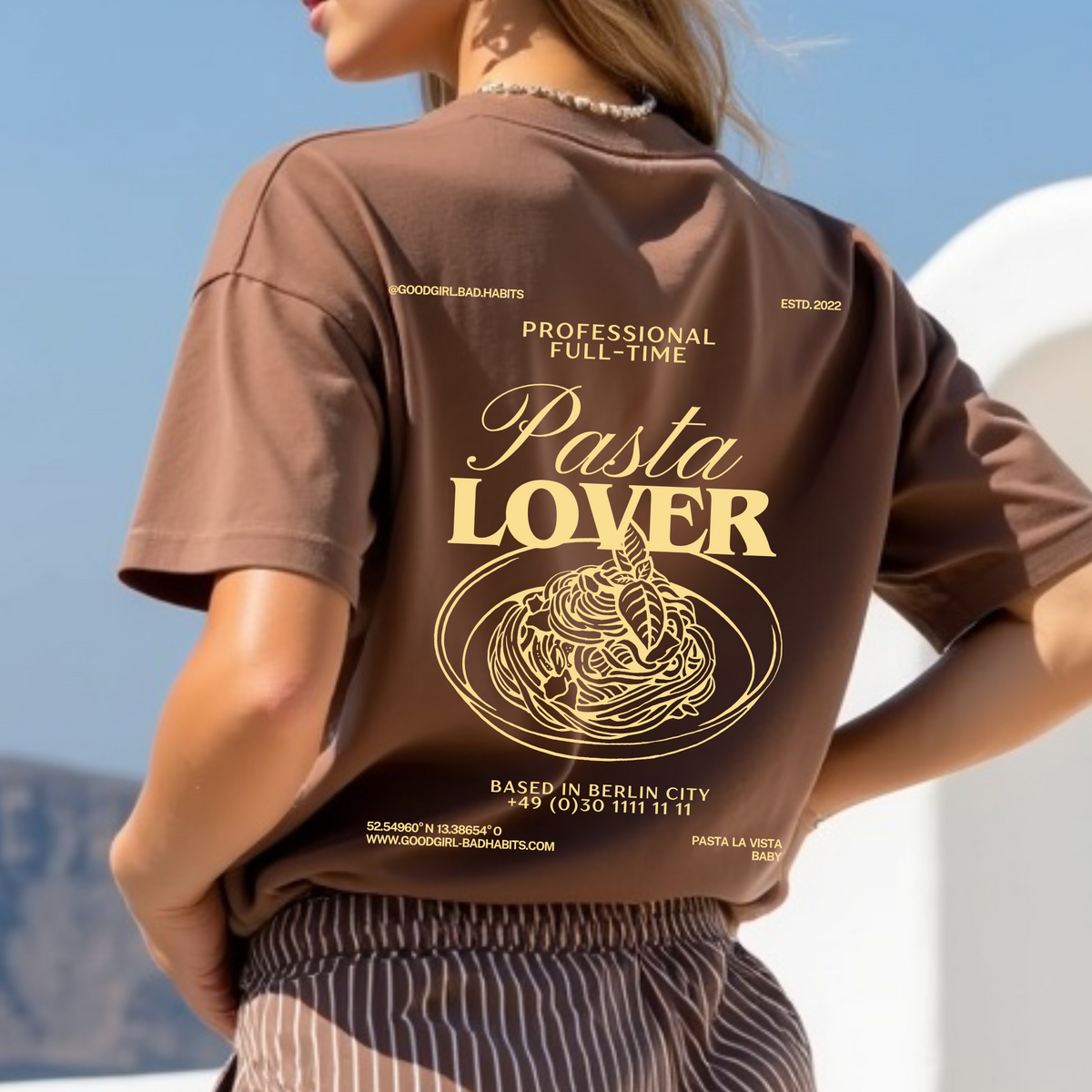 Übergroßes T-Shirt "Pasta-Liebhaber"