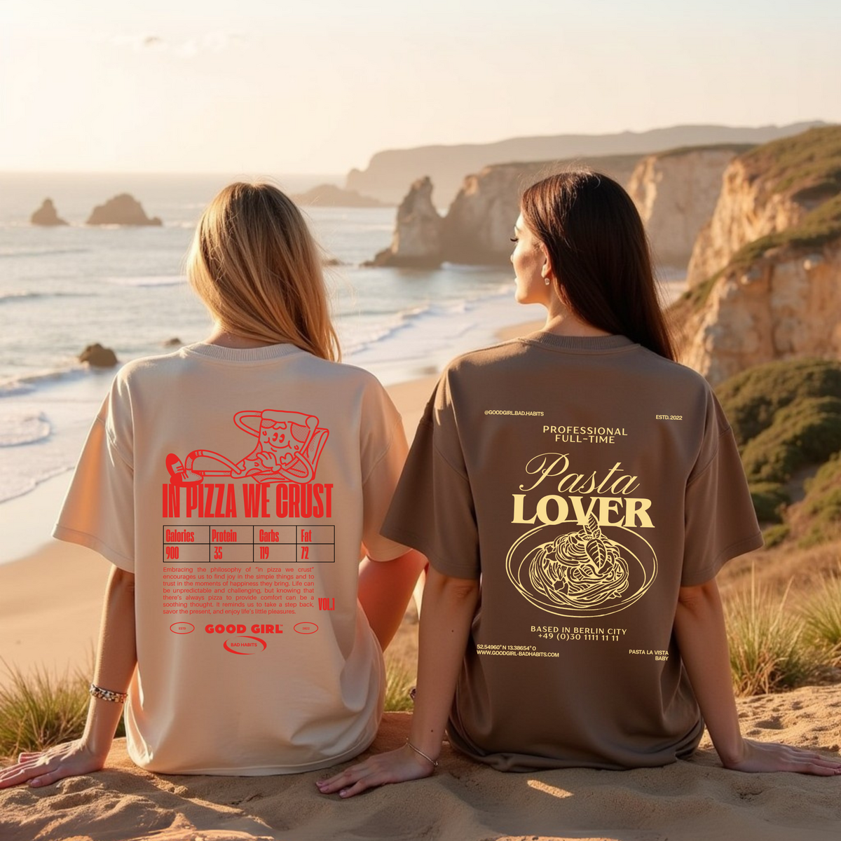 Übergroßes T-Shirt "Pasta-Liebhaber"