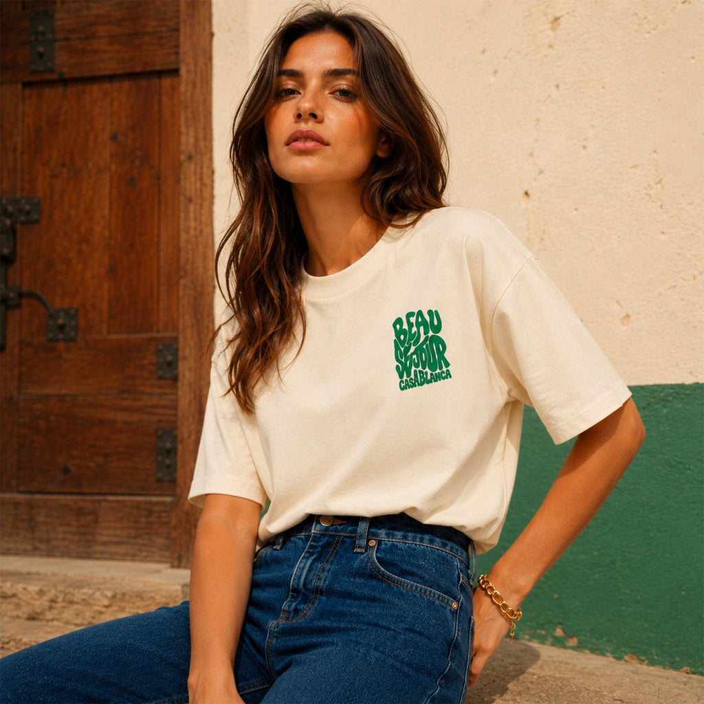 Casablanca Boxy T-Shirt Creme | 280 g/m² Premium | Beauséjour®