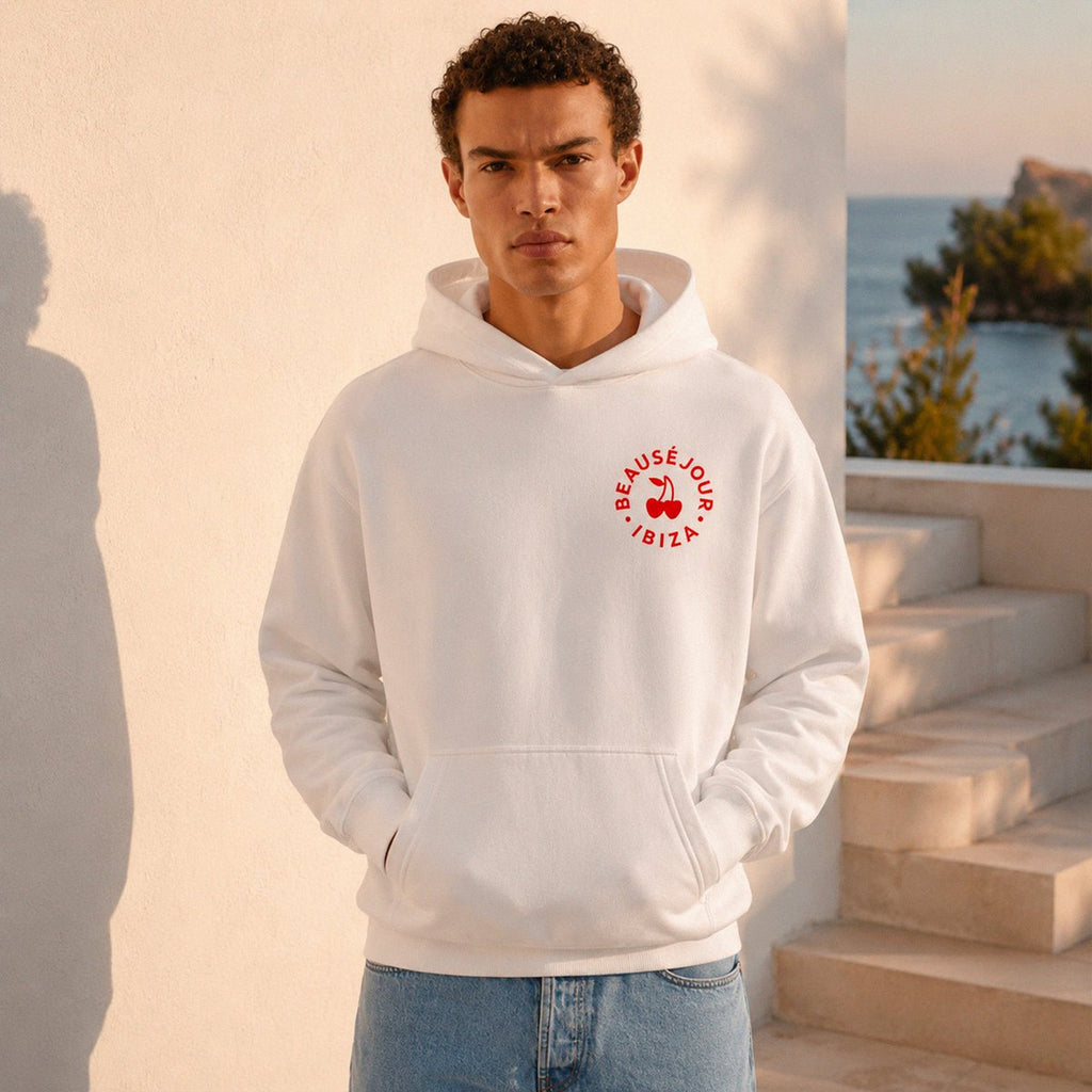 Weißer Ibiza Cercle Hoodie | Bio-Baumwolle | Beauséjour®