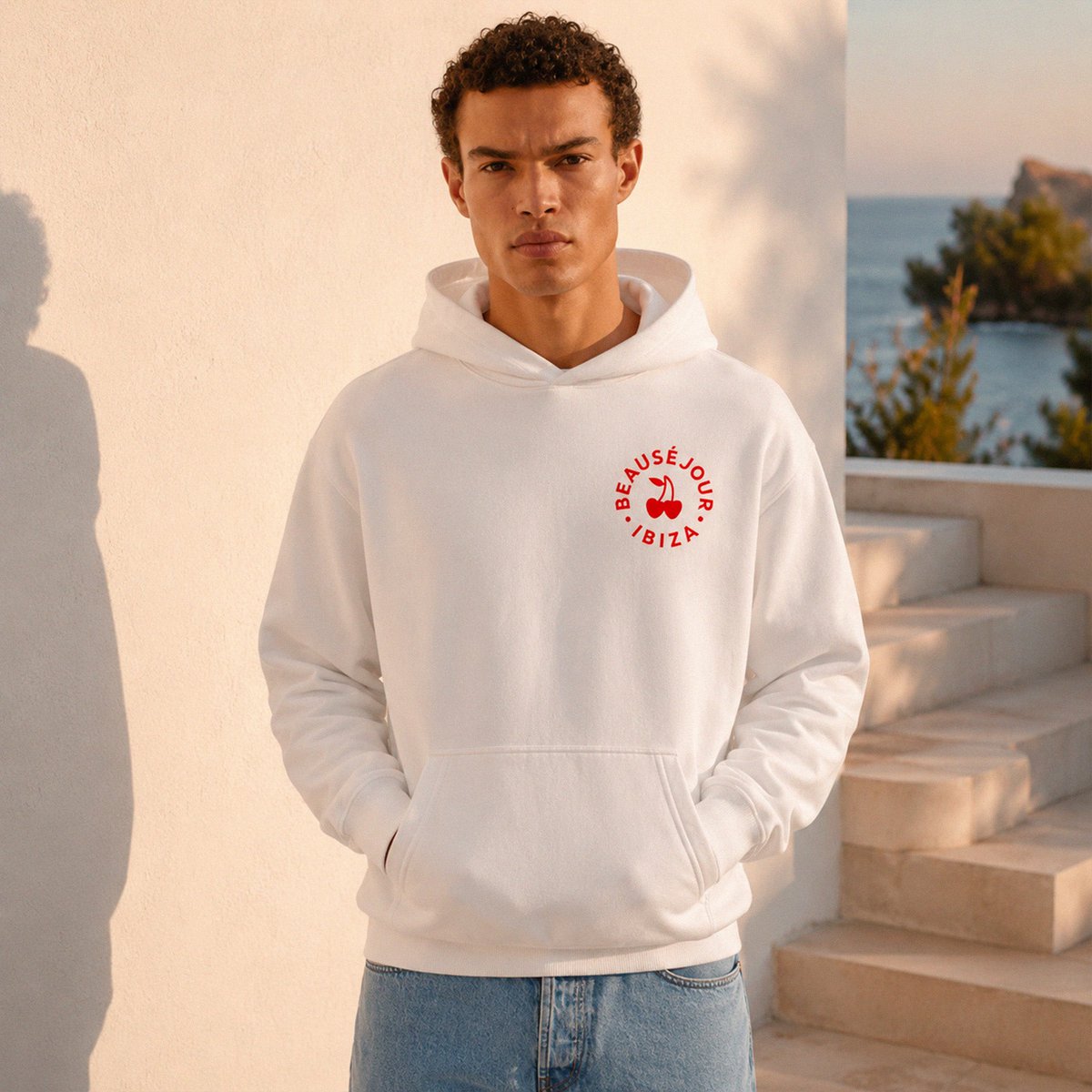 Weißer Ibiza Cercle Hoodie | Bio-Baumwolle | Beauséjour®