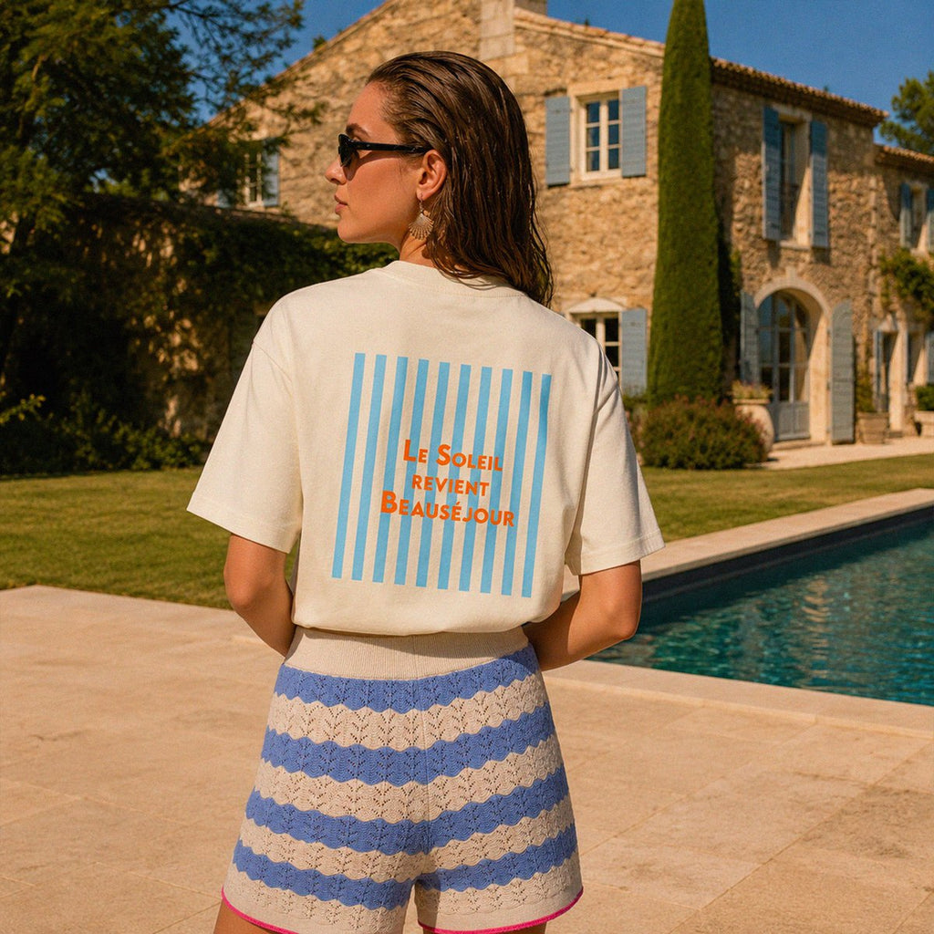 Kastenförmiges T-Shirt „The Sun Comes Back“