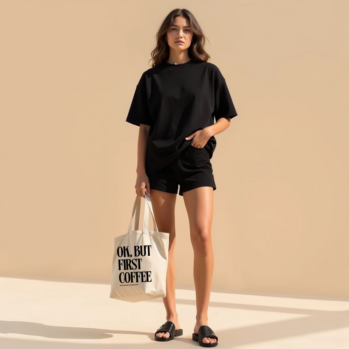 Oversized T-Shirt "OK, BUT FIRST COFFEE"