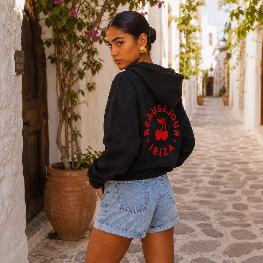 Ibiza Cercle Hoodie Schwarz | Bio-Baumwolle | Beauséjour®
