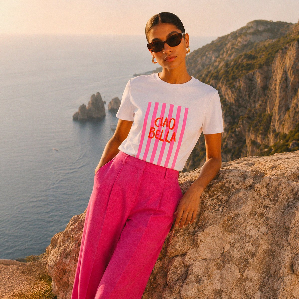 Weißes Ciao Bella T-Shirt
