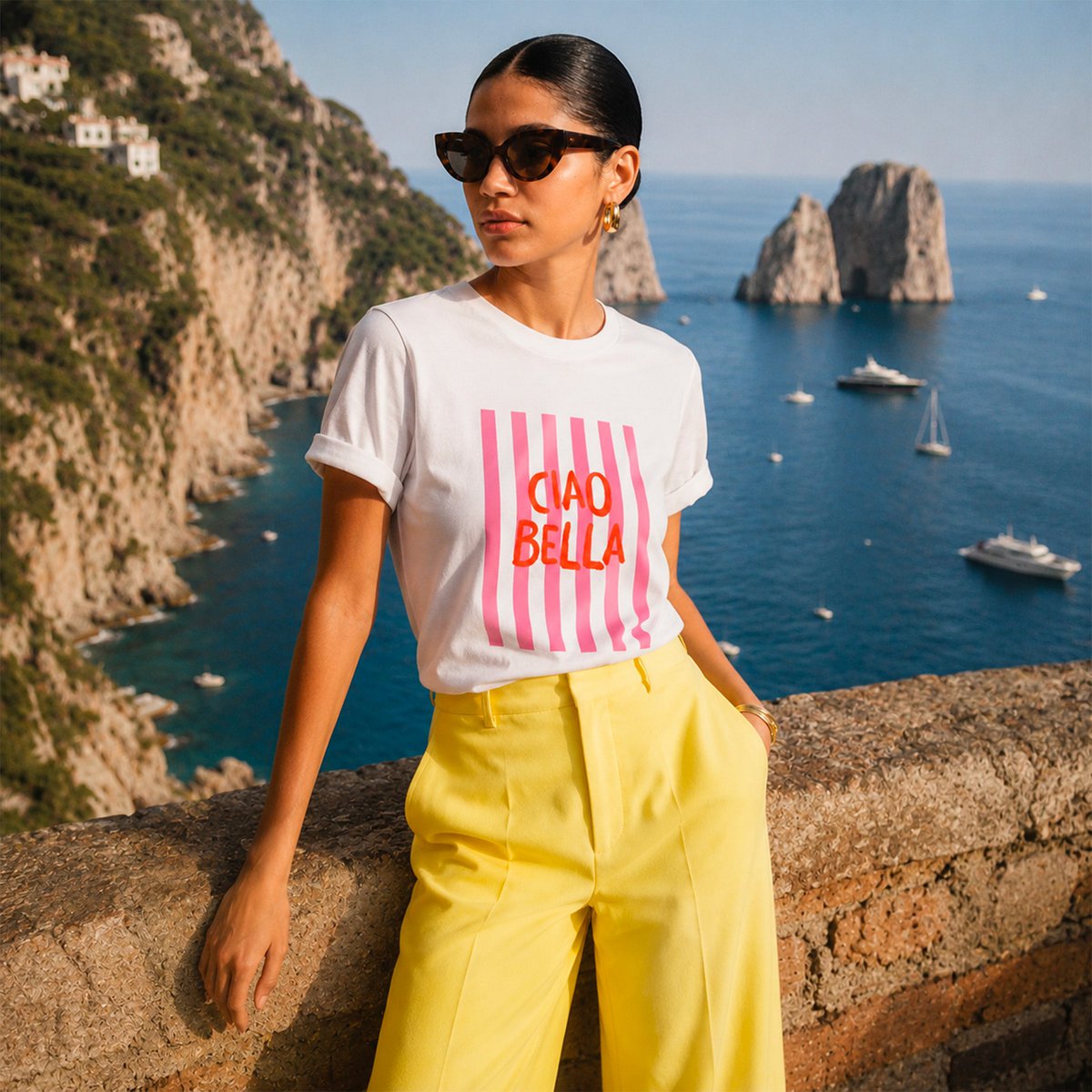 Weißes Ciao Bella T-Shirt